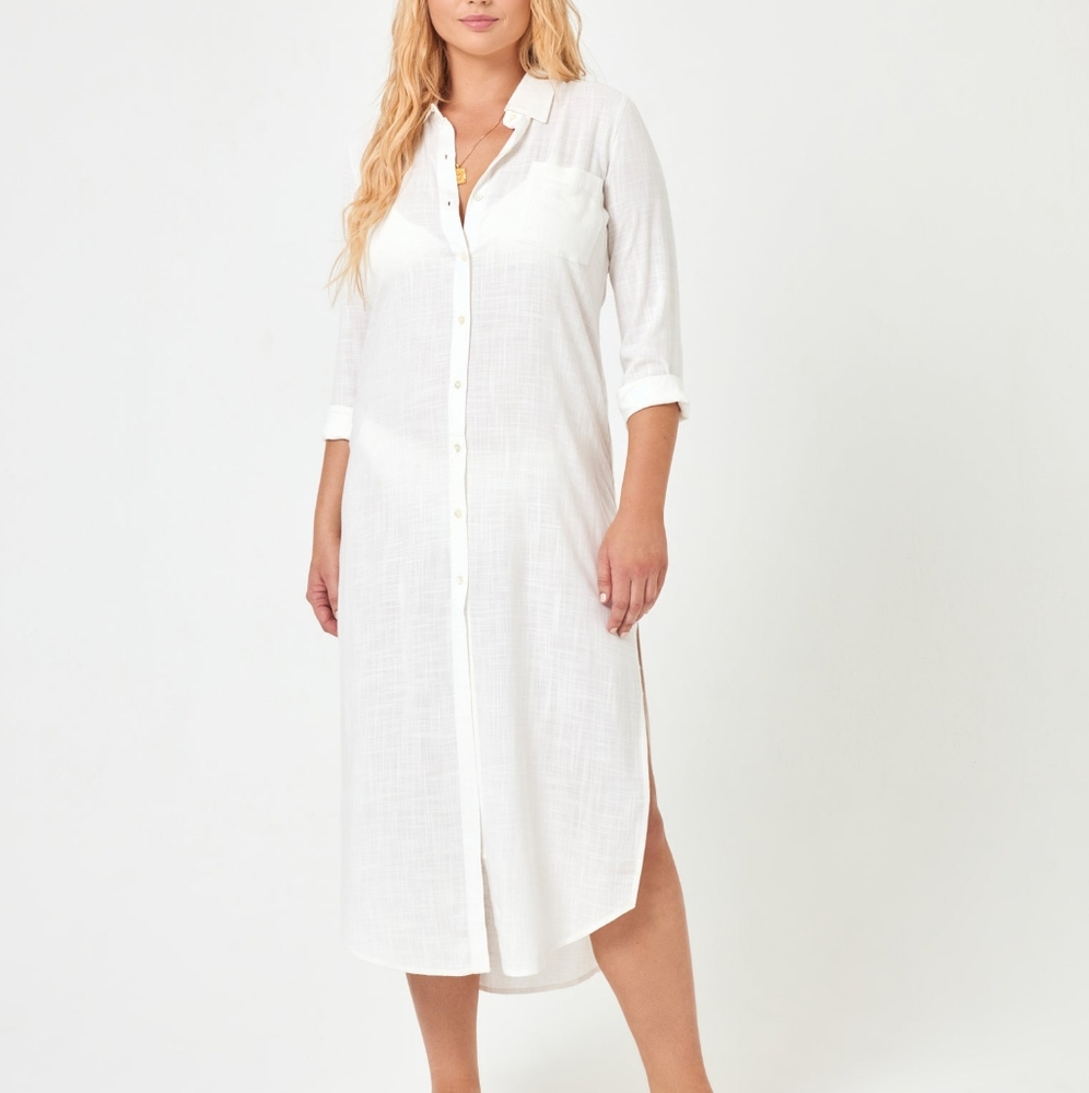 L*SPACE Swim Cover Up Presley Dress in White Cream Size M